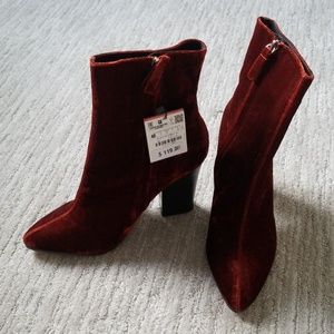 Zara Womens Burnt Orange Velvet Ankle Boot Size 40